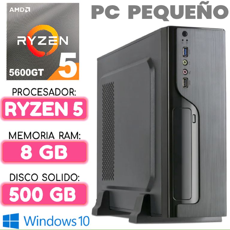Computadora MINI CPU RYZEN 5 5600GT RAM 8Gb SSD 500Gb PC pequeño