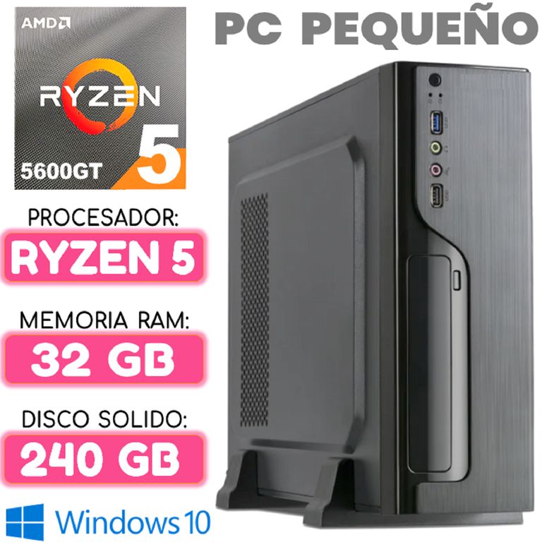 Computadora MINI CPU RYZEN 5 5600GT RAM 32Gb SSD 240Gb PC pequeño