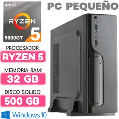 AMD - Computadora MINI CPU RYZEN 5 5600GT RAM 32Gb SSD 500Gb PC pequeño