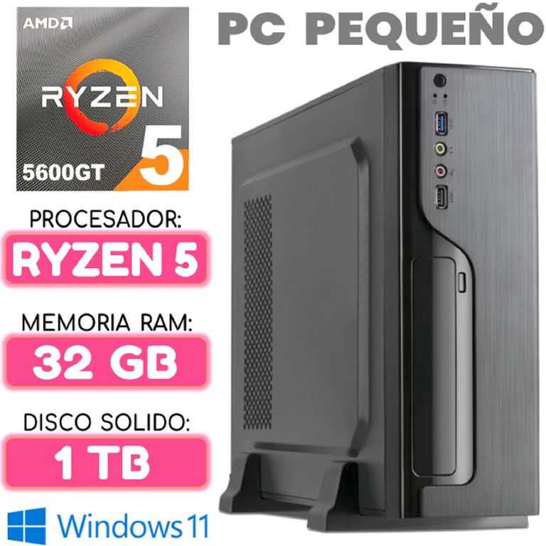 Computadora MINI CPU RYZEN 5 5600GT RAM 32Gb SSD 1TB PC pequeño