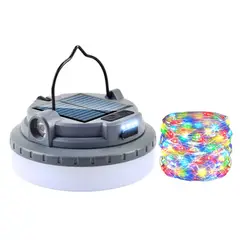 CAFINI - Lámpara Solar Camping 3 Modos con Guirnalda RGB 10 Metros
