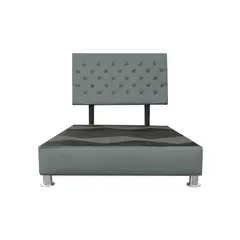 MUEBLES MACRUMO - Cama tapizada Florencia King 2 tarimas Color gris oscuro