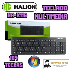 HALION - TECLADO MULTIMEDIA STANDAR DE OFICINA HA-K116 NEGRO