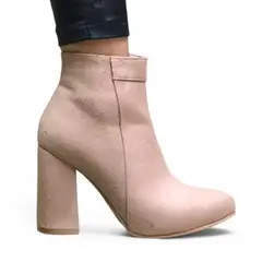 GENERICO - Bota Mujer Clasica Corta Taco 9 Gamuza 2086L-60 Color Beige