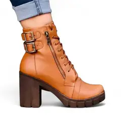 GENERICO - Botin Mujer Cierre Taco 7 2086L-60 Color Camel