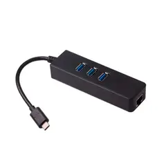 GENERICO - Adaptador USB Tipo C a RJ45 Ethernet + Hub USB 3 Puertos