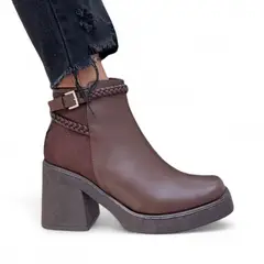 GENERICO - Botin Mujer Gamuza Posterior Baja 7 2086L-60 Color Marron