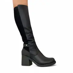 GENERICO - Botin Mujer Gamuza Posterior Taco 7 2086L-70 Color Negro