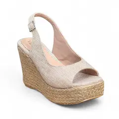 GENERICO - Sandalia Mujer Media Estacion Taco 9 2086L-60 Color Beige