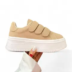 GENERICO - Zapatilla Mujer Casual 3 Pegas 2086L-50 Color Beige
