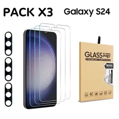 GENERICO - Set De 3 Micas vidrio Pantalla Y 3 Micas Camara Para galaxy s24