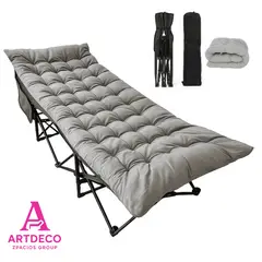 GENERICO - Cama Plegable Portátil con Colchón Gris + bolsa y antifaz