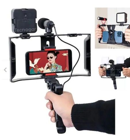 Kit de Grabación Vlogger Mini Tripode Micrófono Control Luz Led AY-49X