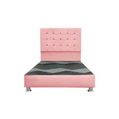 MUEBLES MACRUMO - Cama tapizada Modena - 2 Plz - Color Rosado