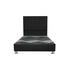 MUEBLES MACRUMO - Cama tapizada Modena - Queen - Color negro