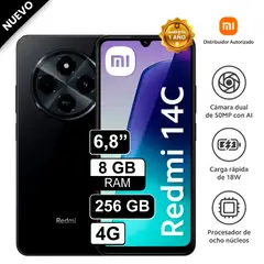 REDMI - Celular Xiaomi 14C 8GB 256GB - 50MP Cámara Dual SIM - NEGRO