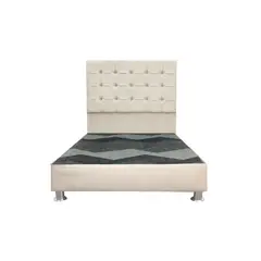 MUEBLES MACRUMO - Cama tapizada Modena - 1.5 Plz - Color Beige claro