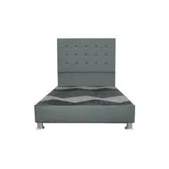 MUEBLES MACRUMO - Cama tapizada Modena - Queen - Color Gris oscuro