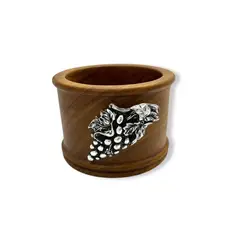 ARGENTARIA - Base Botella con Aplique Uvas - Plaqué y Madera