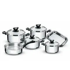 TRAMONTINA - Juego de Ollas 10 Piezas Acero Inoxidable Solar