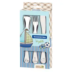 TRAMONTINA - Juego de Cubiertos para Niños Celeste