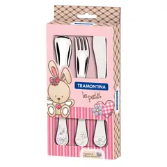 TRAMONTINA - Juego de Cubiertos para Niñas Rosado