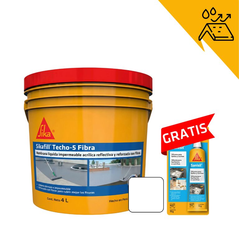 Impermeabilizante p techos Sikafill Techo5 Blanco x4L Gratis Sanisil