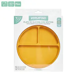 GENERICO - PLATO DE 3 DIVISIONES AZUL - MOSTAZA