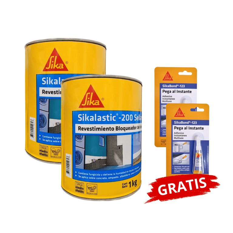Pack 2 Revestimiento Sikalastic 200 Sellamuro PE Gratis 2 Sikabond 123