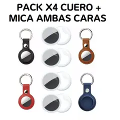 GENERICO - Funda case llavero para airtag cuero pu pack x4 y micas