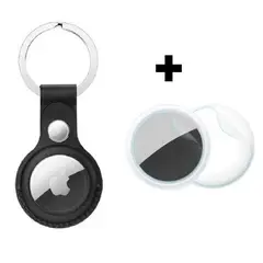 GENERICO - Funda case llavero para airtag cuero pu NEGRO + mica