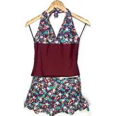 GENERICO - Bikini Licra UV Polo Falda Guinda GL-32-S