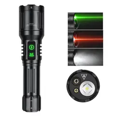 LIDIMI - Linterna Táctica Láser Verde Rojo 2000m Recargable Blanco