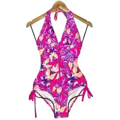 GENERICO - Trikini Licra UV Entero Flor Estampado Fucsia GL-30-S