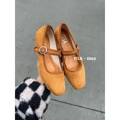 GENERICO - BALLERINA EN TENDENCIA DE TACO 2CM ALONDRA EN COLOR CAMEL SUEDE