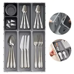 ELMEJORPRECIO - Organizador De Cajones Armable De 7 Piezas Modelo Varela Gris Oscuro