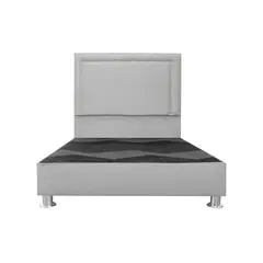 MUEBLES MACRUMO - Cama tapizada Perla - Queen - Color Gris claro