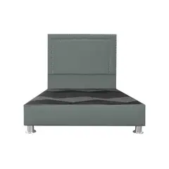 MUEBLES MACRUMO - Cama tapizada Perla - Queen - Color Gris oscuro