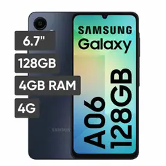 SAMSUNG - Celular 4G A06 67 4GB 128GB 50MP Negro