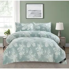 GENERICO - EDREDON INVIERNO HAIRIFON 2 PLAZAS - LABRADO DE FLORES 3D TURQUESA