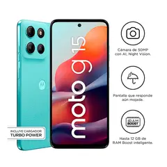 MOTOROLA - Celular Moto G15 4GB RAM - 128 Gb Color CELESTE