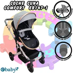 EBABY - COCHE CUNA MOISES DE LUJO COMFORT-GRIS-NEW DESIGN