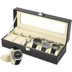 ELMEJORPRECIO - Estuche Organizador De Relojes De 6 Divisiones Porta Reloj Negro