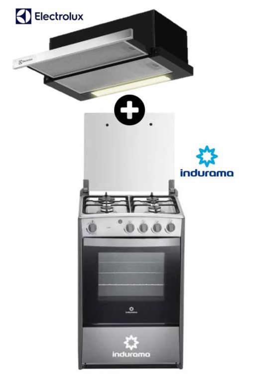 COCINA CORUÑA 4 HORNILLAS CROMA + Campana Electrolux de 60 cm