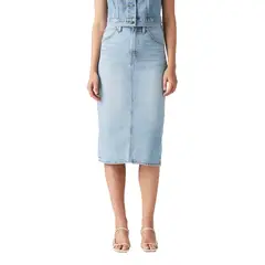 LEVIS - Falda Mujer Hr Back Slit Skirt Celeste