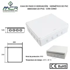 GENERICO - CAJA DE PASO O DERIVACION HERMETICO DE PVC 400X350X120 CON CONO