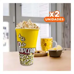 RYBIU IMPORT - Pack2 Balde para Servir Palomitas Amarillo Y+Regalo Stickers