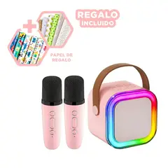 GENERICO - Parlante con Bluetooth y Luces en Rosado Y+Papel de Regalo