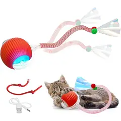 GENERICO - Pelota Interactiva para Gatos con 2 Sogas Juguete Recargable