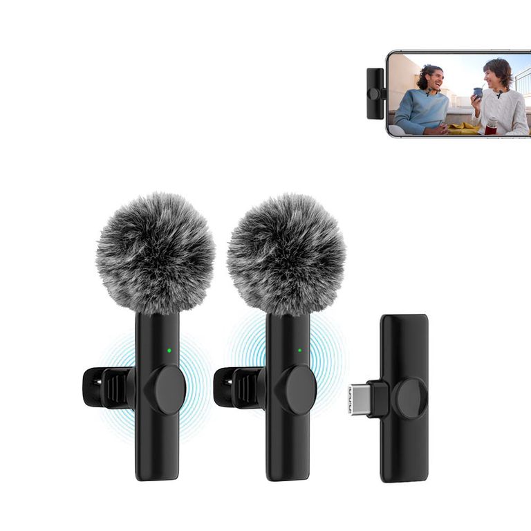 Micrófonos Inalámbricos 2 en 1 K11 Tipo C con filtros de peluche